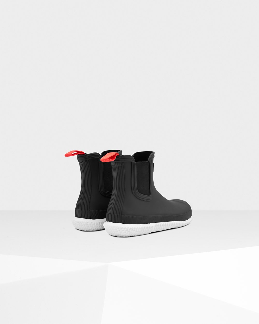 Botas Chelsea Hunter Feminina Pretas/Branco - Original Flat Heel Calendar Sole - 47YBIQDEV